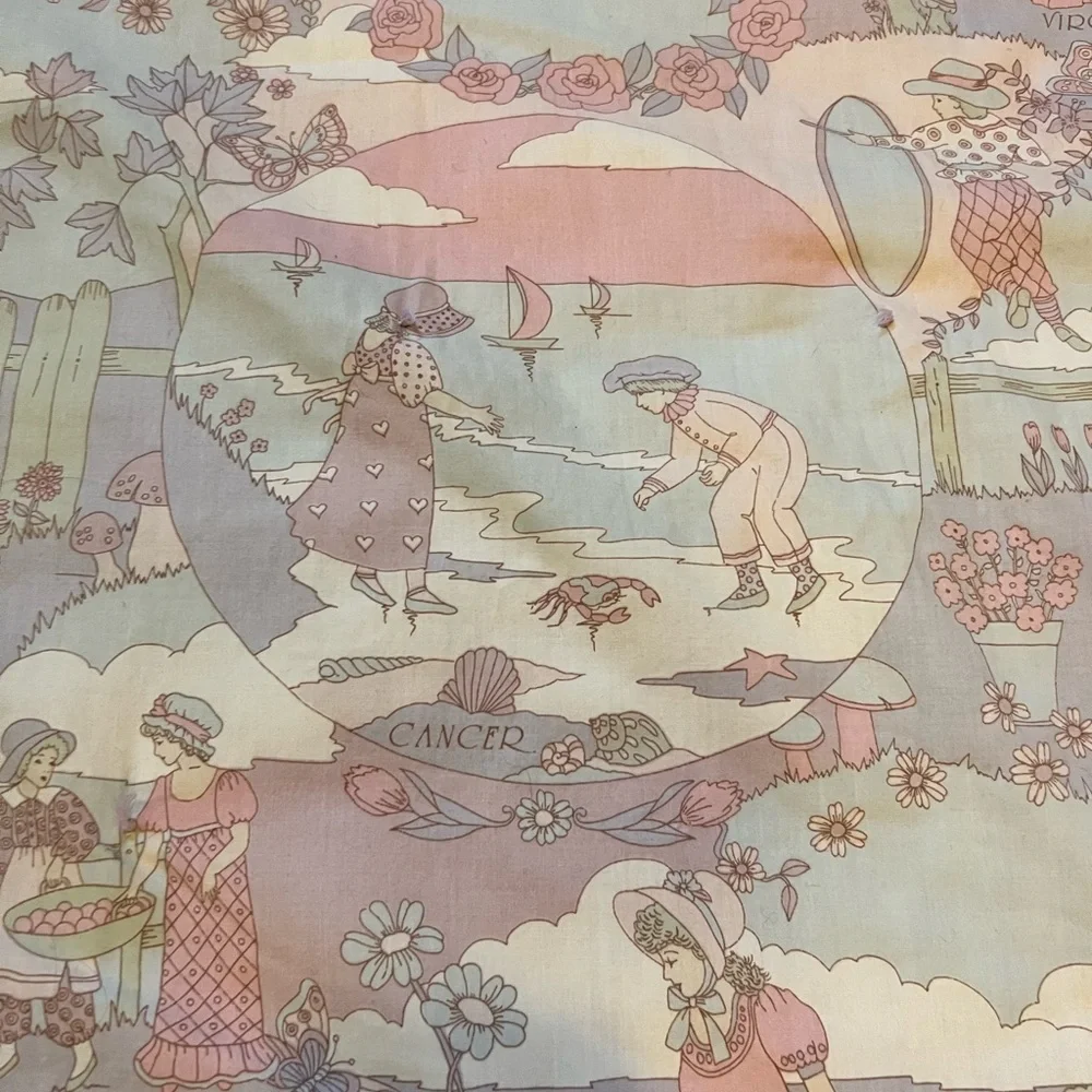 Kaiwai Pink Purple Children Victorian Astrology Lap Quilt Pastel 53” x 40”